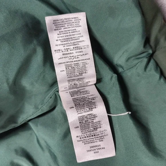 Stella McCartney Puffer Jacket Kids 12 Years Green Bomber Full Zip Winter Vegan - Picture 6 of 12